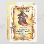 Cowboy Wollte Poster Geburtstagsparty Einladung (Vorne/Hinten)