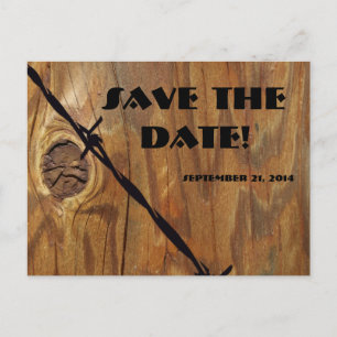 Cowboy Wood und Barbwire Save the Date Ankündigungspostkarte