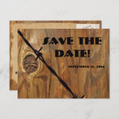 Cowboy Wood und Barbwire Save the Date Ankündigungspostkarte (Vorne/Hinten)