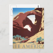 Cowboy Wüste Vintager Western Pferde Postkarte (Vorne/Hinten)