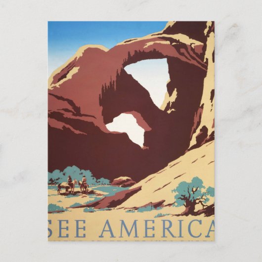 Cowboy Wüste Vintager Western Pferde Postkarte (Vorderseite)