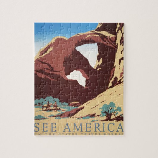 Cowboy Wüste Vintager Western Pferde Puzzle (Vertikal)