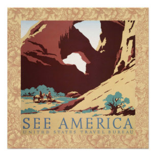 Cowboy-Wüsten-Vintage-Western-Pferde  Poster