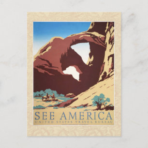 Cowboy-Wüsten-Vintage-Western-Pferde Postkarte