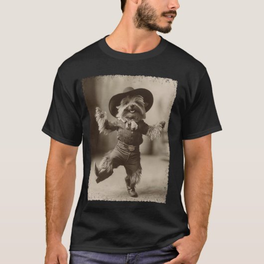 Cowboy Yorkshire Terrier T-Shirt (Vorderseite)