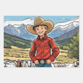 Cowboy Young Boy's Birthday Rocky Mountains 3 Geschenkpapier Set (Vorderseite)