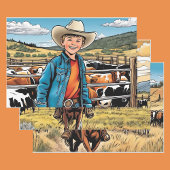 Cowboy Young Boy's Birthday Thema 3 Verschiedene Geschenkpapier Set