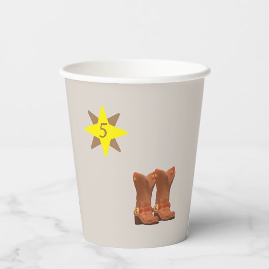 Cowboy zum Geburtstag Pappbecher (Rückseite)