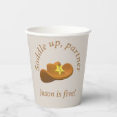 Cowboy zum Geburtstag Pappbecher (Vorderseite)