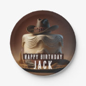 Cowboy zum Geburtstag Pappteller (Vorderseite)