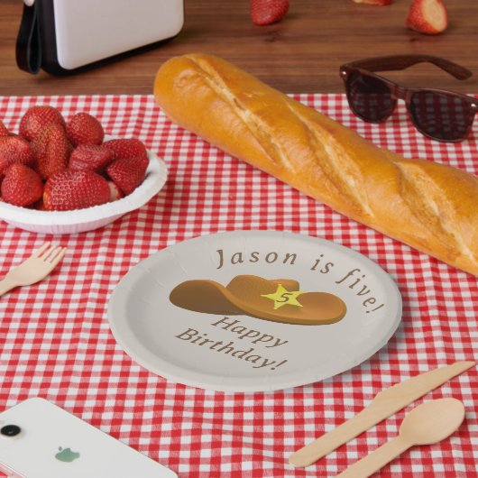 Cowboy zum Geburtstag Pappteller (Picknick)
