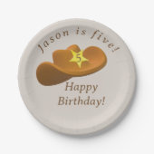 Cowboy zum Geburtstag Pappteller (Vorderseite)