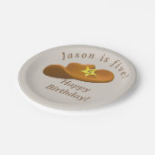 Cowboy zum Geburtstag Pappteller (Schrägansicht)