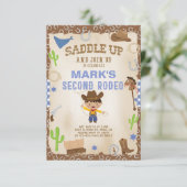 Cowboy zweite Rodeo Junge Geburtstagseinladung. Einladung (Stehend Vorderseite)