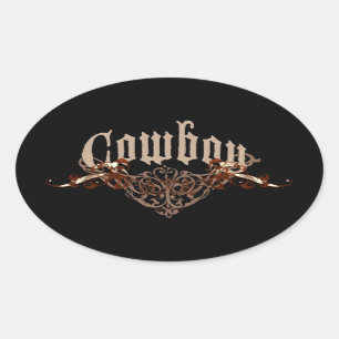 Cowboyaufkleber Ovaler Aufkleber
