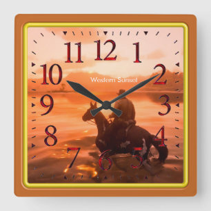 Cowboybild für die Acrylmauer Quadratische Wanduhr