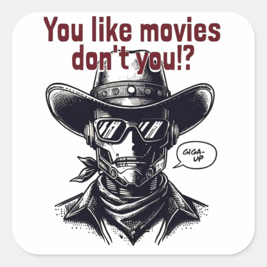 Cowboydesign im Western Quadratischer Aufkleber (Vorderseite)