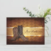 Cowboyhochzeit in Not geratener Western Einladung (Stehend Vorderseite)