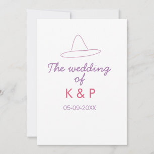 Cowboyhut die Hochzeit von Paarname Datum lila Einladung