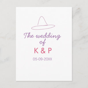 Cowboyhut die Hochzeit von Paarname Datum lila Postkarte