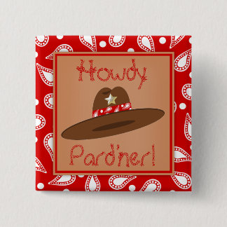 Cowboyhut-rotes Bandanna-Geburtstags-Gastgeschenk Button