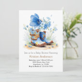 Cowboyhut und Boots Babydusche Einladung (Stehend Vorderseite)