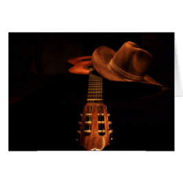 Cowboyhut und Gitarre BronzeWestern Karte