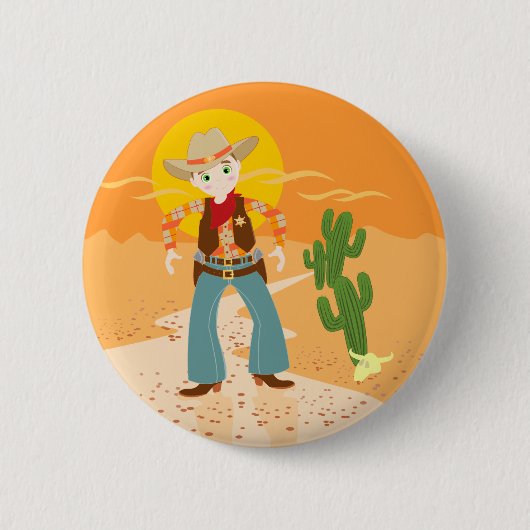 Cowboykindergeburtstags-Party Button (Vorderseite)