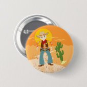 Cowboykindergeburtstags-Party Button (Vorne & Hinten)
