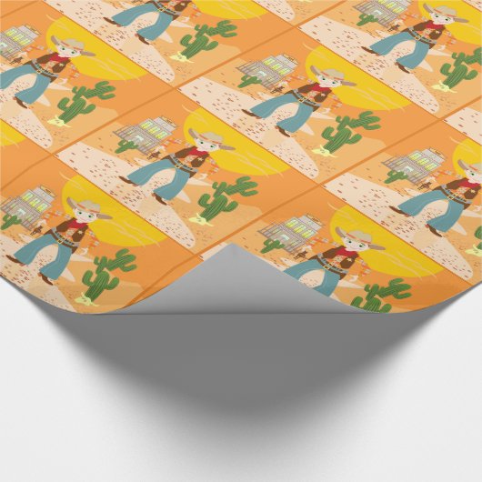 Cowboykindergeburtstags-Party Geschenkpapier (Ecke)