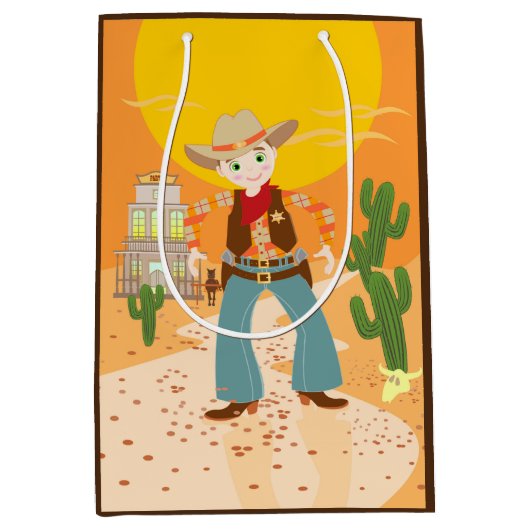 Cowboykindergeburtstags-Party Mittlere Geschenktüte (Vorderseite)