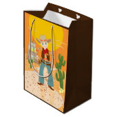 Cowboykindergeburtstags-Party Mittlere Geschenktüte (Rückseite Schrägansicht)