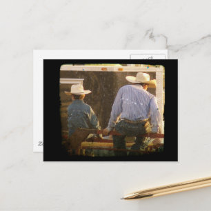 Cowboys auf einem Rodeozaun TTV Postkarte