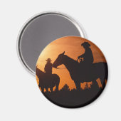 Cowboys auf Pferden Magnet (Vorderseite/Rückseite)