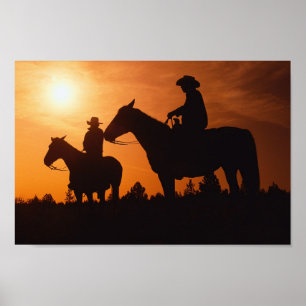 Cowboys auf Pferdeplakat Poster