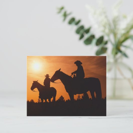 Cowboys auf Pferdepostkarte Postkarte (Stehend Vorderseite)