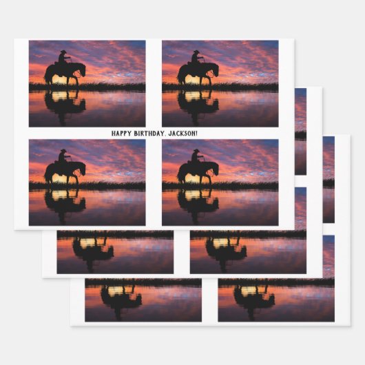 Cowboys bei Horseback bei Sunset Geschenkpapier Set (Set)