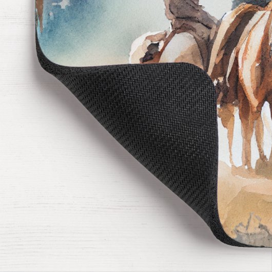 Cowboys bei Pferden Mousepad (Ecke)