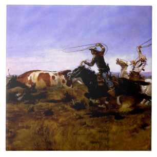 „Cowboys beim Einfangen eines Stiers“ von Charles Fliese