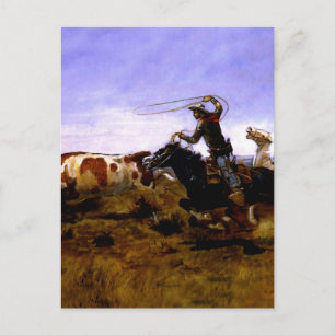 „Cowboys beim Einfangen eines Stiers“ von Charles  Postkarte