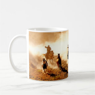 Cowboys chasing wilding horses. roping and riding, kaffeetasse