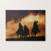 Cowboys Country Western Roping und Pferde Puzzle (Horizontal)