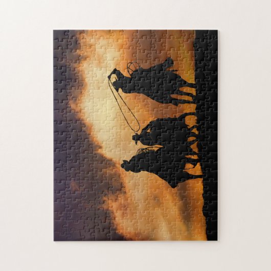Cowboys Country Western Roping und Pferde Puzzle (Vertikal)