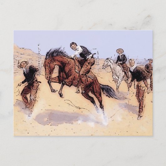 Cowboys - Cowboy Breaking Horn Postkarte (Vorderseite)