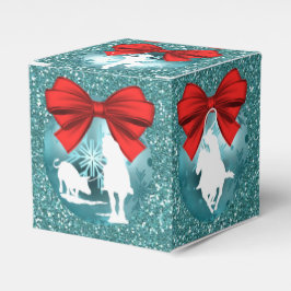 Cowboys-Cowgirls, die auf blauem Geschenk/Gefällig Geschenkschachtel