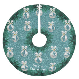 Cowboys Cowgirls, die auf blauem Holiday Tree Skir Polyester Weihnachtsbaumdecke