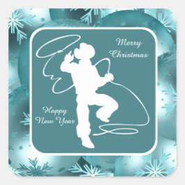 Cowboys Cowgirls, die auf Blue Holiday Stickers sp