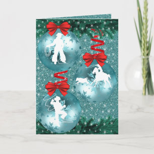 Cowboys Cowgirls, die auf der Blue Holiday Card sp Feiertagskarte