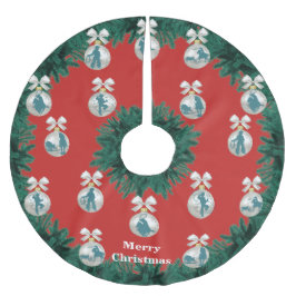Cowboys Cowgirls, die im Blue Holiday Tree Skirt h Polyester Weihnachtsbaumdecke
