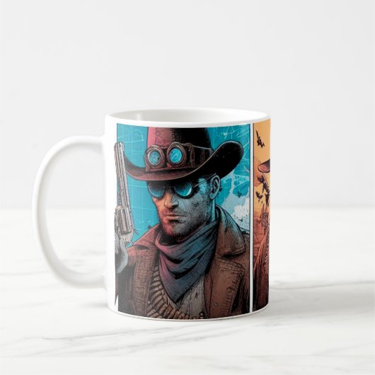 Cowboys Cyborg Comics Kaffeetasse (Links)